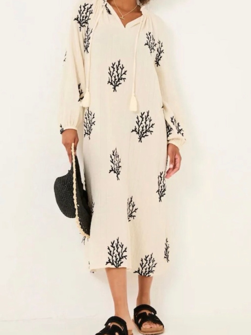 FatFace Coral Embroidered Cover Up in Cream